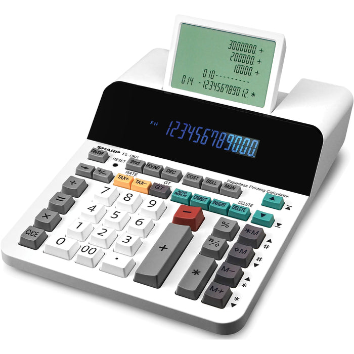 Sharp EL-1901 12 Digit Paperless Printing Calculator - SHREL1901