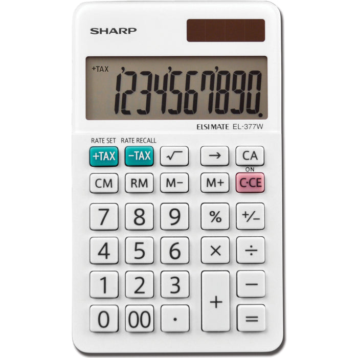 Sharp EL-377WB 10 Digit Professional Handheld Calculator - SHREL377WB