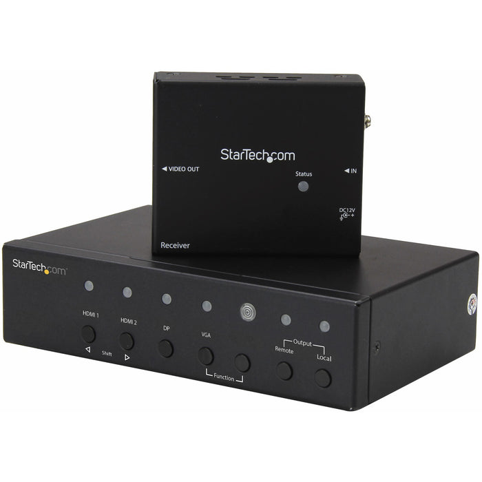 StarTech.com Multi-Input HDBaseT Extender with Built-in Switch - DisplayPort VGA and HDMI Over CAT5e or CAT6 - Up to 4K - up to 230 ft - STCSTDHVHDBT