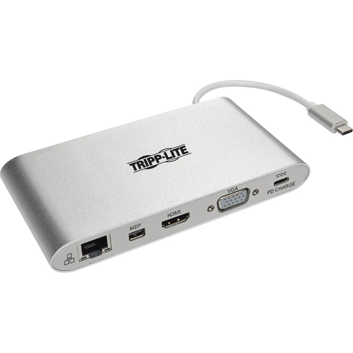 Tripp Lite USB-C Dock, Dual Display - 4K HDMI/mDP, VGA, USB 3.2 Gen 1, USB-A/C Hub, GbE, Memory Card, 100W PD Charging - TRPU442DOCK1