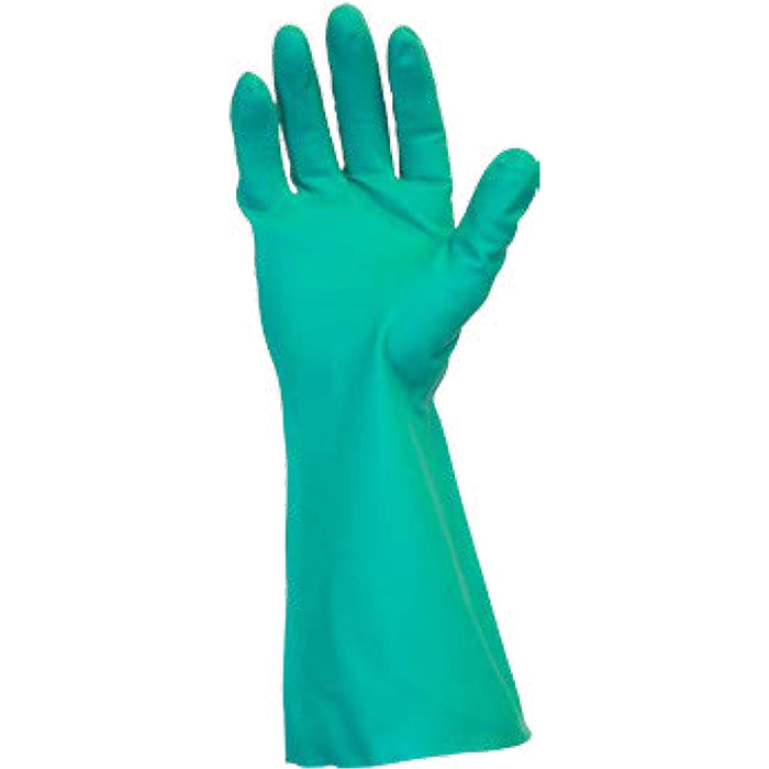 Safety Zone Green Flock Lined Nitrile Gloves - SZNGNGFMD15C