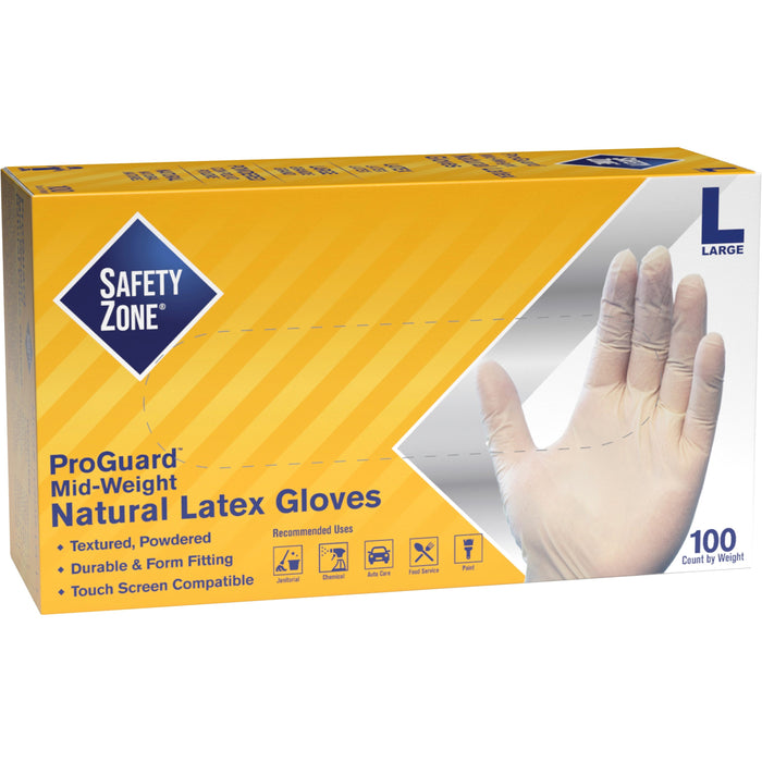 Safety Zone Powdered Natural Latex Gloves - SZNGRDRLG1T