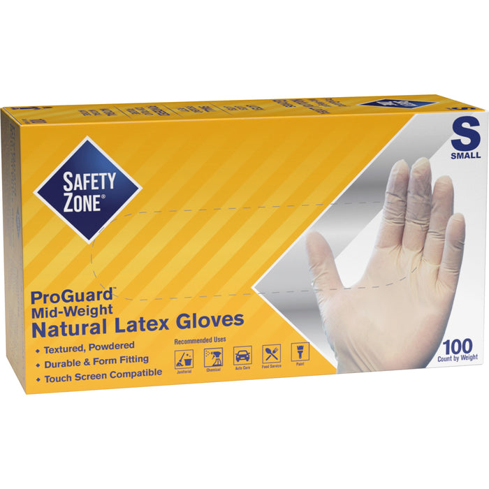Safety Zone Powdered Natural Latex Gloves - SZNGRDRSM1T