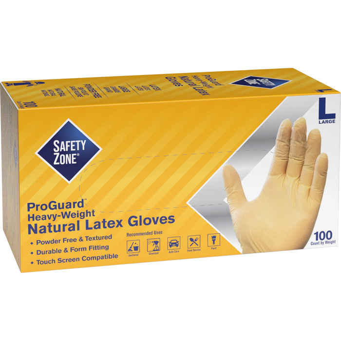 Safety Zone Powder Free Natural Latex Gloves - SZNGRPRLG1T8
