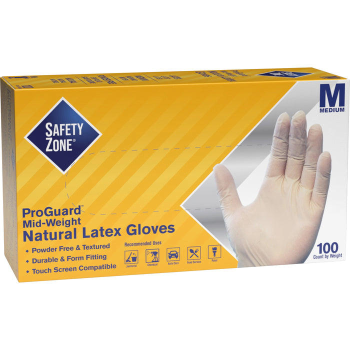 Safety Zone Powder Free Natural Latex Gloves - SZNGRPRMD1T