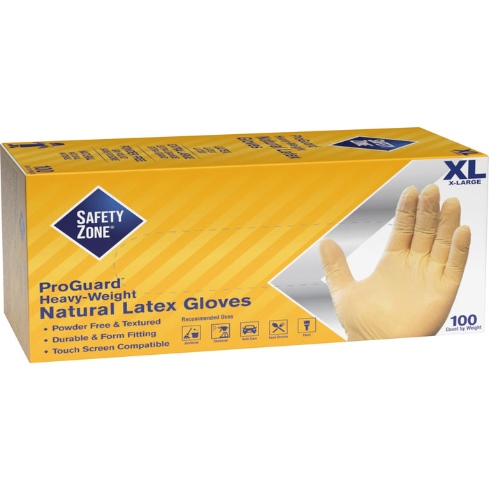 Safety Zone Powder Free Natural Latex Gloves - SZNGRPRXL1T8