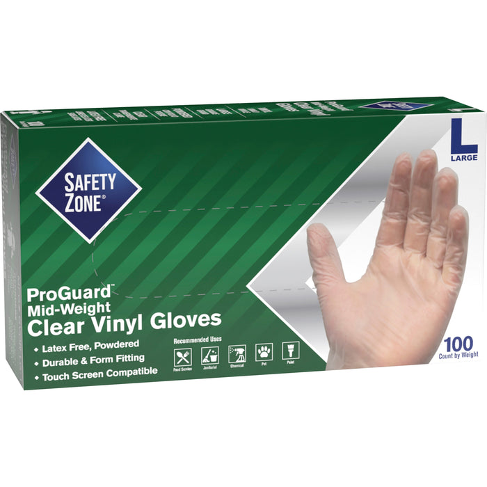 Safety Zone Powdered Clear Vinyl Gloves - SZNGVDRLG1