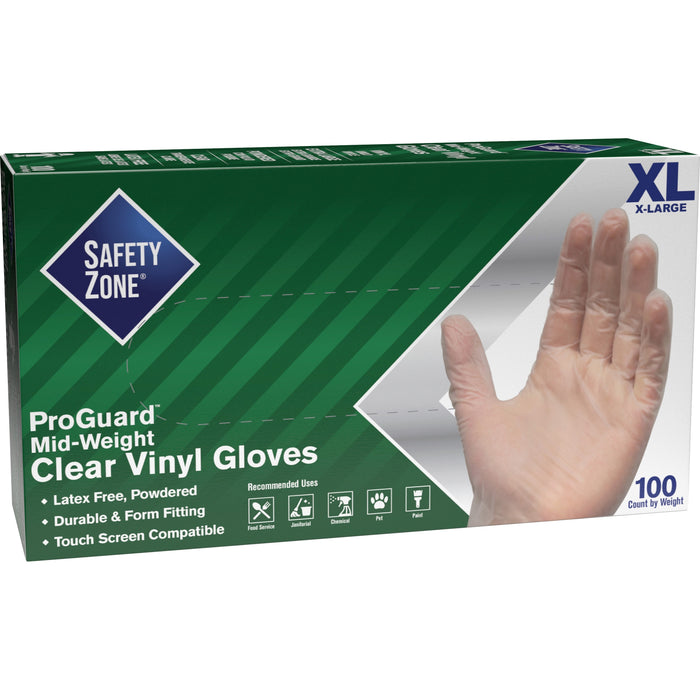 Safety Zone Powdered Clear Vinyl Gloves - SZNGVDRXL1