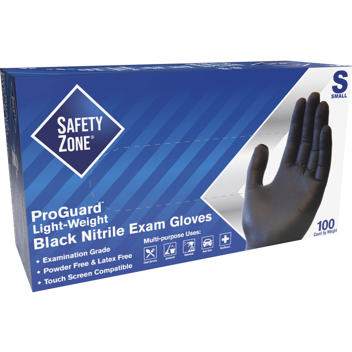 Safety Zone Powder Free Black Nitrile Gloves - SZNGNPRSMBK