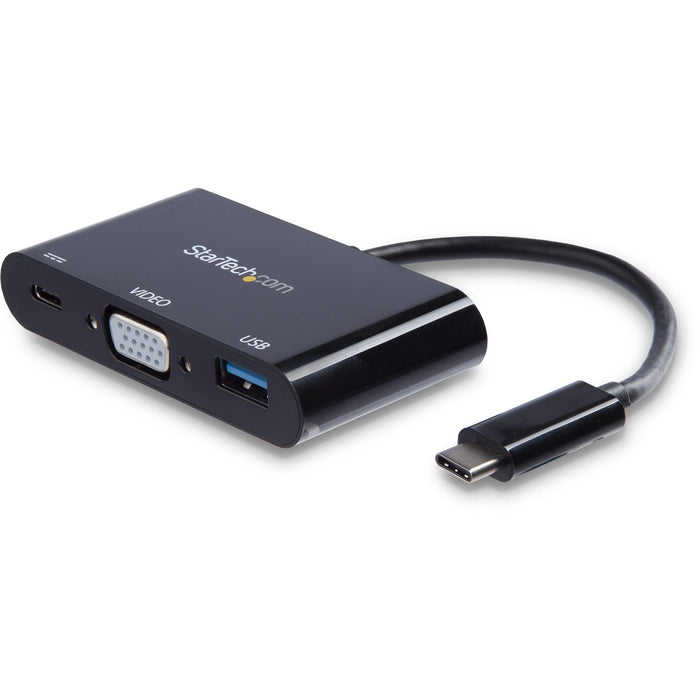 Star Tech.com USB-C VGA Multiport Adapter - USB-A Port - with Power Delivery (USB PD) - USB C Adapter Converter - USB C Dongle - STCCDP2VGAUACP