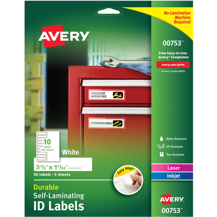 Avery&reg; Easy Align Self-Laminating ID Labels - AVE00753