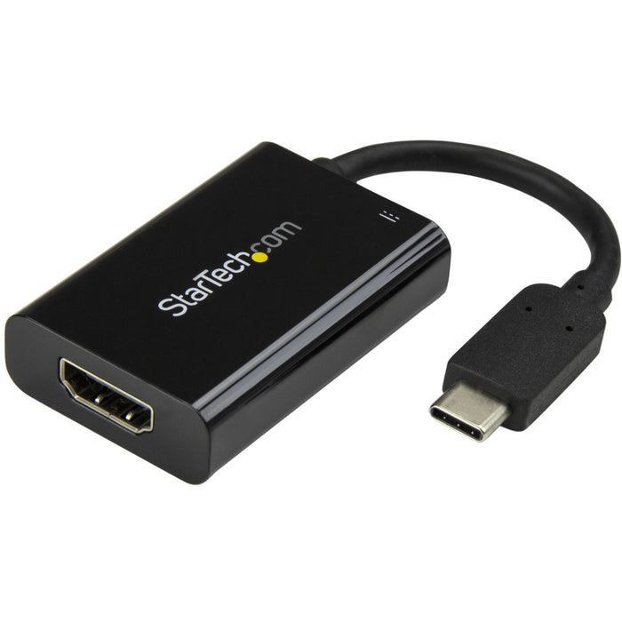 StarTech.com USB C to HDMI 2.0 Adapter 4K 60Hz with 60W Power Delivery Pass-Through Charging - USB Type-C to HDMI Video Converter - Black - STCCDP2HDUCP