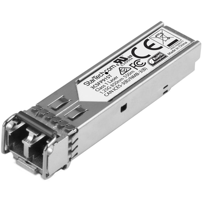 StarTech.com HPE 3CSFP91 Compatible SFP Module - 1000BASE-SX - 1GE Gigabit Ethernet SFP 1GbE Multi Mode Fiber Optic Transceiver - 550m DDM - STC3CSFP91ST