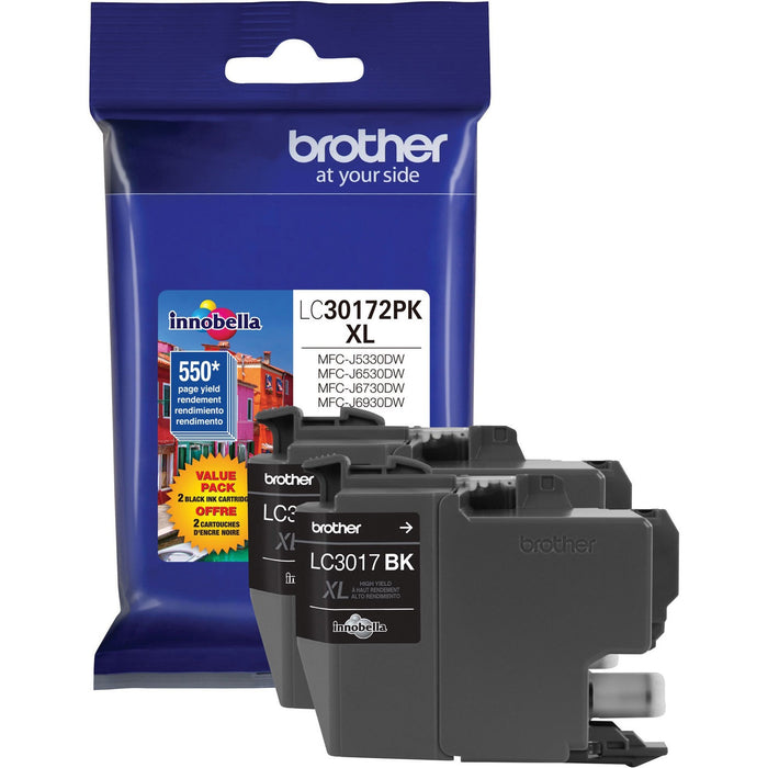 Brother LC30172PK Original High Yield Inkjet Ink Cartridge - Black - 2 / Pack - BRTLC30172PK