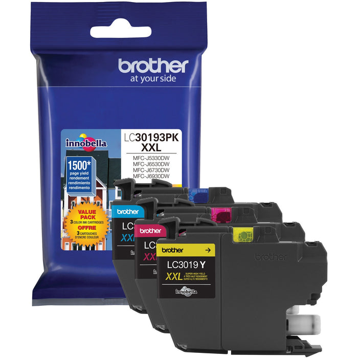 Brother LC30193PK Original Inkjet Ink Cartridge - Cyan, Magenta, Yellow - 3 / Pack - BRTLC30193PK