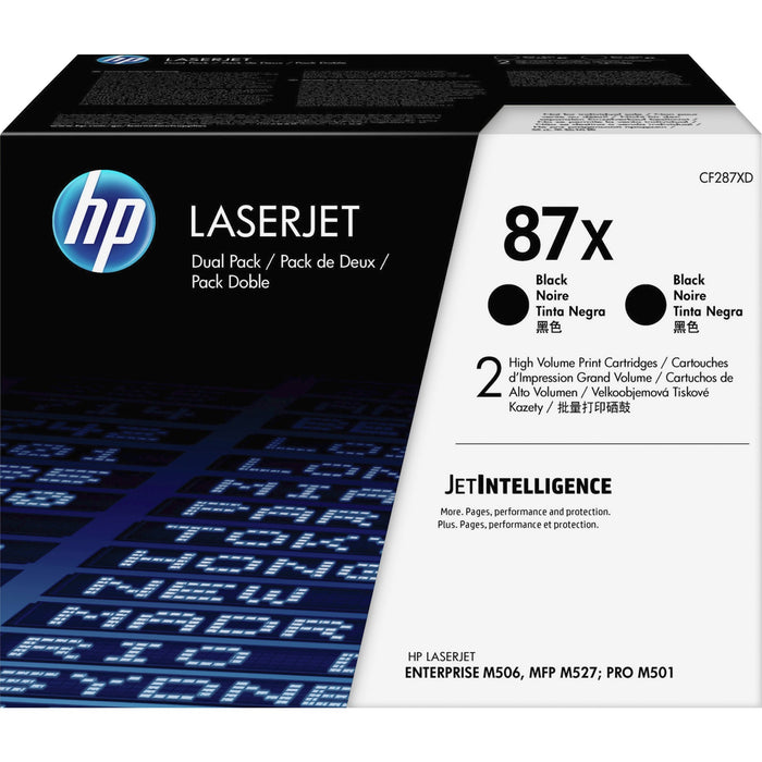HP 87X (CF287XD) Original High Yield Laser Toner Cartridge - Black - 2 / Carton - HEWCF287XD