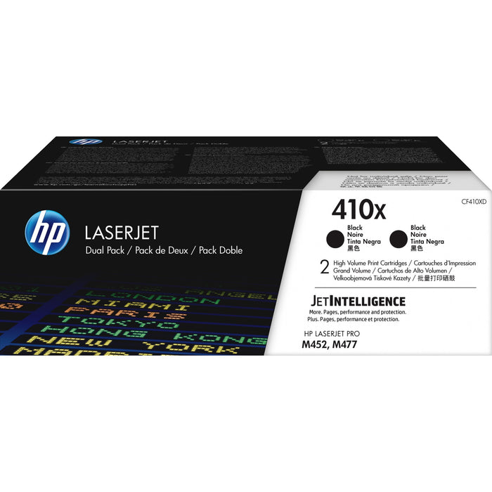HP 410X (CF410XD) Original High Yield Laser Toner Cartridge - Black - 2 / Carton - HEWCF410XD