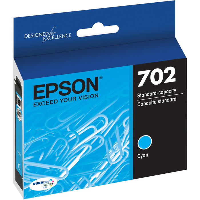 Epson DURABrite Ultra T702 Original Standard Yield Inkjet Ink Cartridge - Cyan - 1 Each - EPST702220S