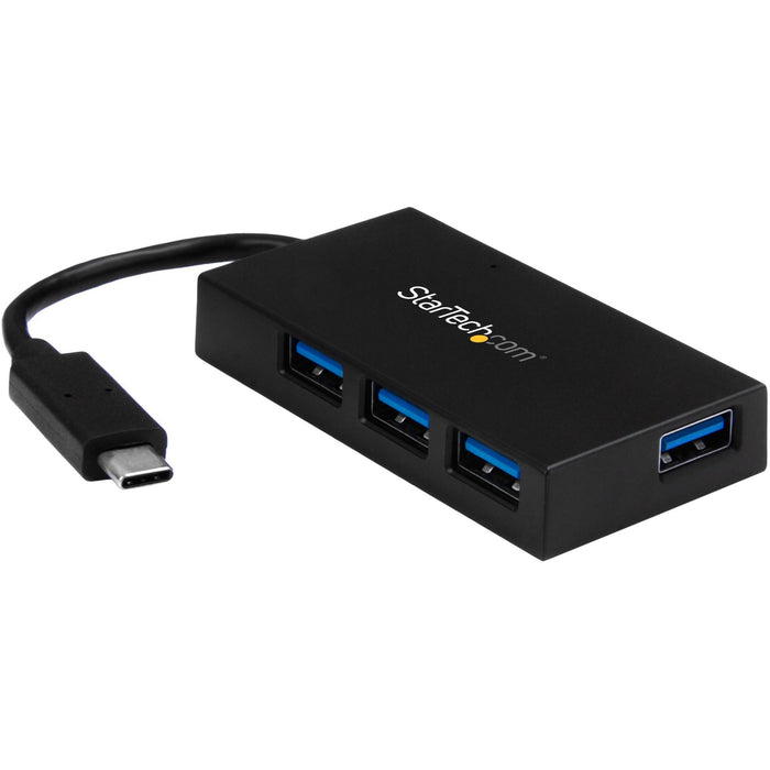StarTech.com 4 Port USB C Hub - USB-C to 4x USB-A (USB 3.0/3.1 Gen 1 SuperSpeed 5Gbps) - USB Bus or Self Powered - BC 1.2 Charging Hub - STCHB30C4AFS