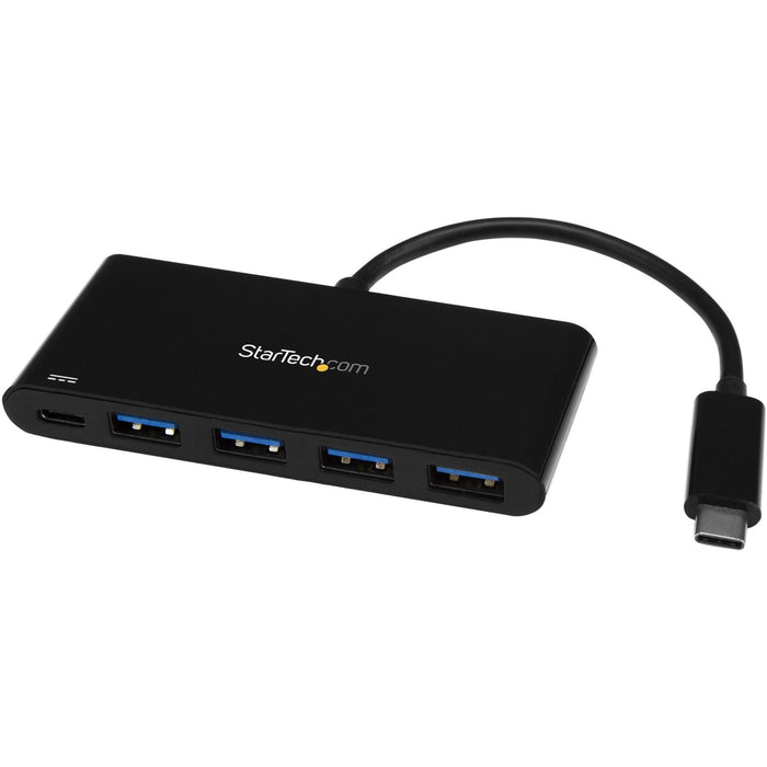 StarTech.com 4 Port USB C Hub with 4x USB Type-A (USB 3.0 SuperSpeed 5Gbps) - 60W Power Delivery Passthrough - Portable C to A Adapter Hub - STCHB30C4AFPD