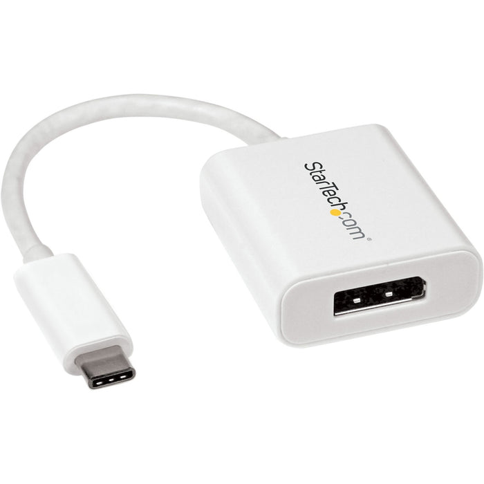StarTech.com USB C to DisplayPort Adapter 4K 60Hz - USB Type-C to DP 1.4 Monitor Video Converter (DP Alt Mode) - TB3 Compatible - White - STCCDP2DPW