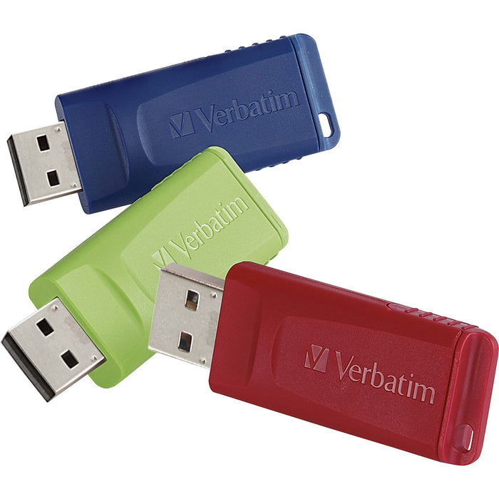 32GB Store 'n' Go&reg; USB Flash Drive - 3pk - Red, Green, Blue - VER99811