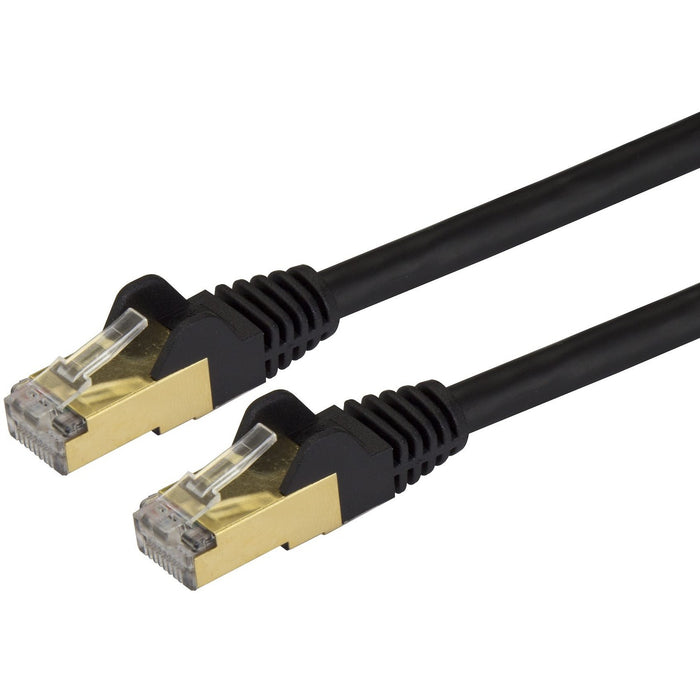 StarTech.com 30ft CAT6a Ethernet Cable - 10 Gigabit Category 6a Shielded Snagless 100W PoE Patch Cord - 10Gb Black UL Certified Wiring/TIA - STCC6ASPAT30BK