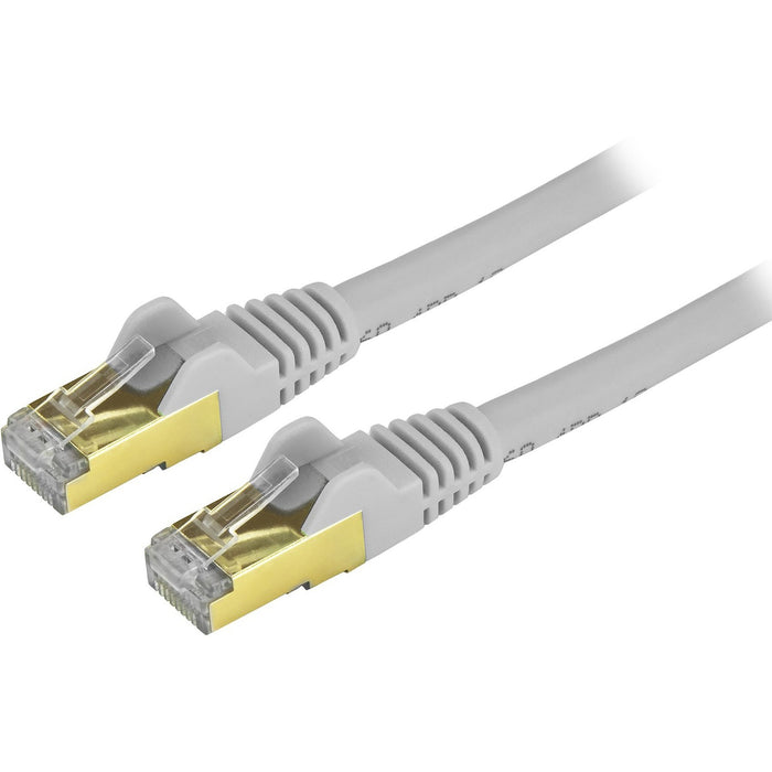 StarTech.com 8ft CAT6a Ethernet Cable - 10 Gigabit Category 6a Shielded Snagless 100W PoE Patch Cord - 10GbE Gray UL Certified Wiring/TIA - STCC6ASPAT8GR