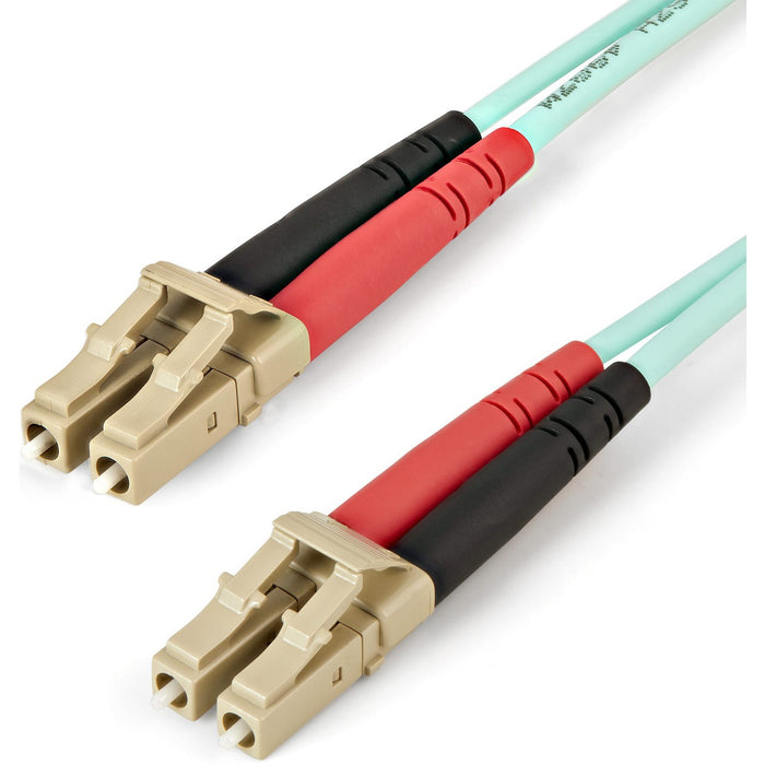 StarTech.com 1m (3ft) LC/UPC to LC/UPC OM4 Multimode Fiber Optic Cable, 50/125?m LOMMF/VCSEL Zipcord Fiber, 100G, LSZH Fiber Patch Cord~ - STC450FBLCLC1