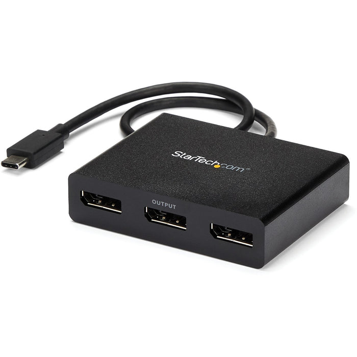 StarTech.com 3-Port Multi Monitor Adapter - USB-C to DisplayPort 1.2 Video Splitter - USB Type-C to DP MST Hub - TB3 Compatible - Windows - STCMSTCDP123DP