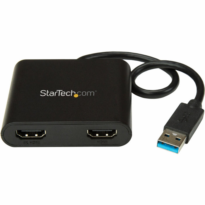 StarTech.com USB 3.0 to Dual HDMI Adapter, 1x 4K & 1x 1080p, External Graphics Card, USB Type-A Dual Monitor Display Adapter, Windows Only - STCUSB32HD2