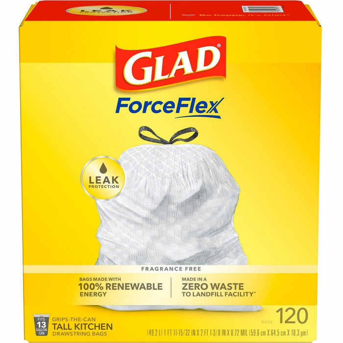 Glad ForceFlex Tall Kitchen Drawstring Trash Bags - CLO78564