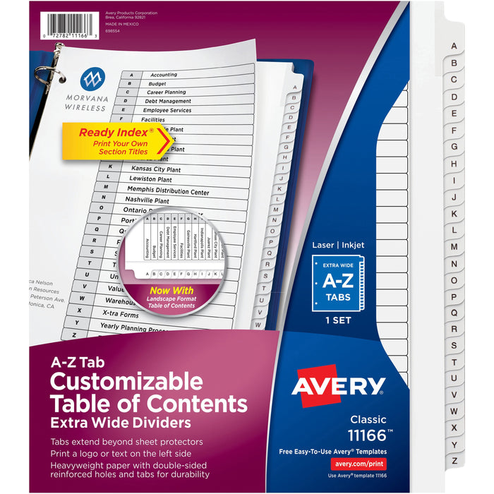 Avery&reg; Extra Wide A-Z Tabs Ready Index Dividers - AVE11166