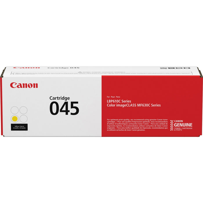 Canon 045 Original High Yield Laser Toner Cartridge - Yellow - 1 Each - CNMCRTDG045Y