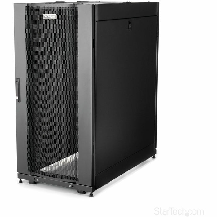 StarTech.com 25U Server Rack Cabinet - 4 Post Adjustable Depth 7-35" Locking Vented Rolling Network/Data/IT Enclosure w/Casters/Cable Mgmt - STCRK2537BKM