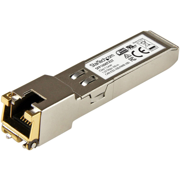 StarTech.com MSA Uncoded SFP Module - 1000BASE-TX - 1GE Gigabit Ethernet SFP SFP to RJ45 Cat6/Cat5e Transceiver Module - 100m - STCSFP1000TXST