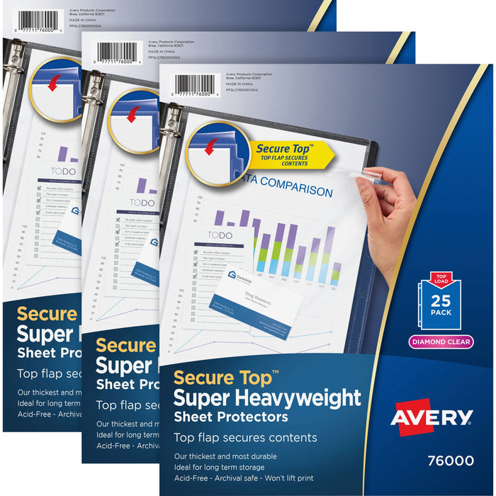 Avery&reg; Secure Top Sheet Protectors - AVE76000BD