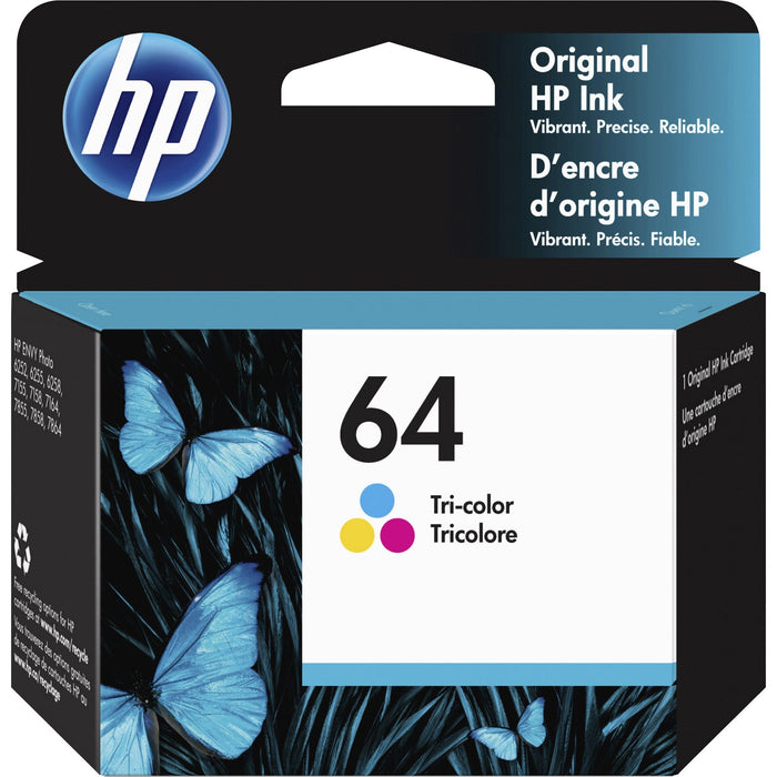 HP 64 (N9J89AN) Original Inkjet Ink Cartridge - Tri-color - 1 Each - HEWN9J89AN