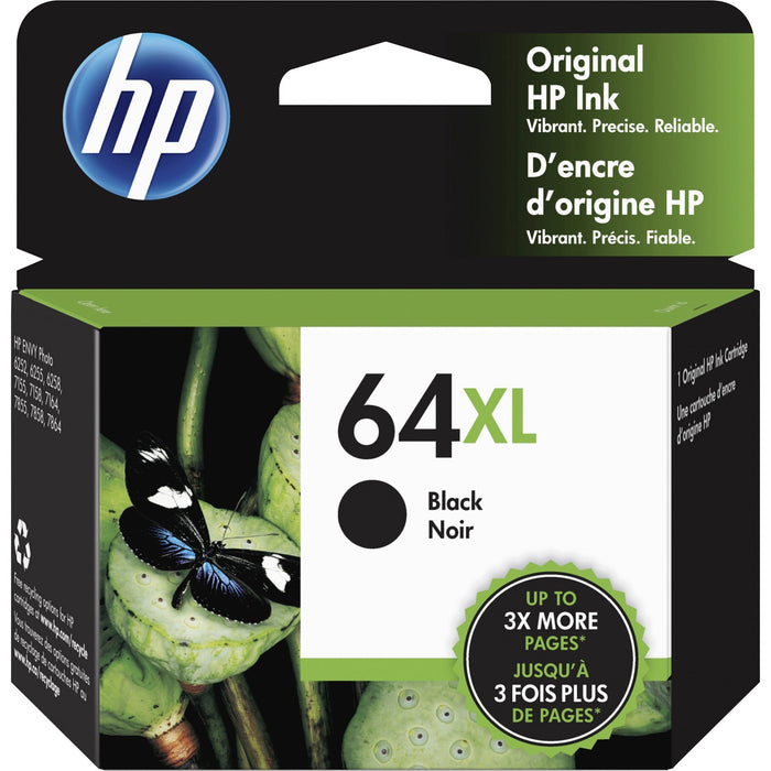 HP 64XL (N9J92AN) Original High Yield Inkjet Ink Cartridge - Black - 1 Each - HEWN9J92AN