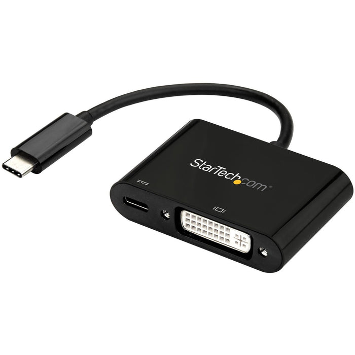 StarTech.com USB C to DVI Adapter with 60W Power Delivery Pass-Through - 1080p USB Type-C to DVI-D Video Display Converter - Black - STCCDP2DVIUCP