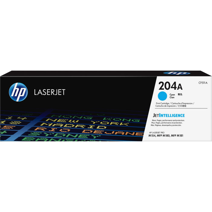 HP 204A (CF511A) Original Standard Yield Laser Toner Cartridge - Cyan - 1 Each - HEWCF511A