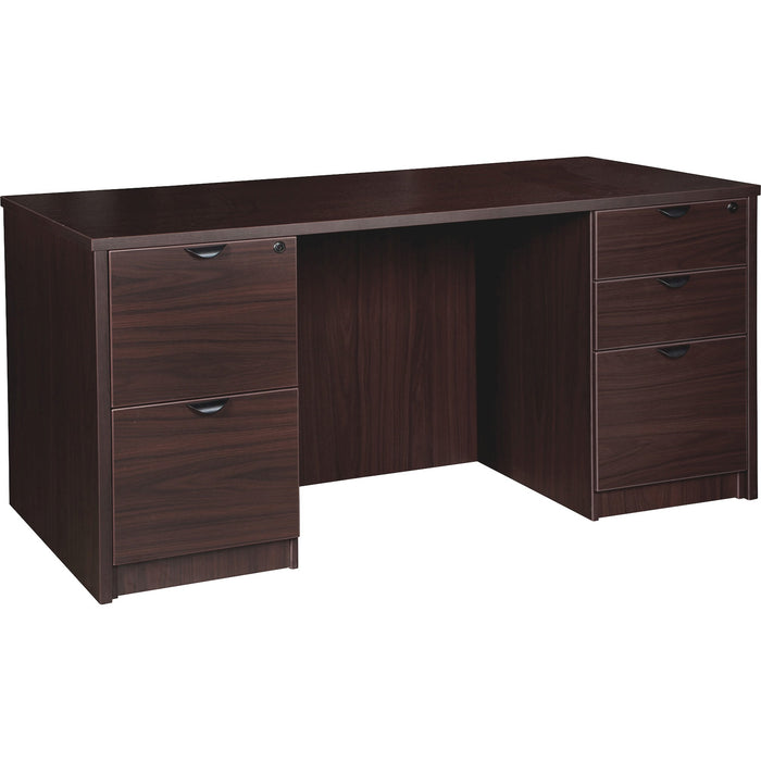 Lorell Prominence 2.0 Espresso Laminate Double-Pedestal Desk - 5-Drawer - LLRPD3060DPES