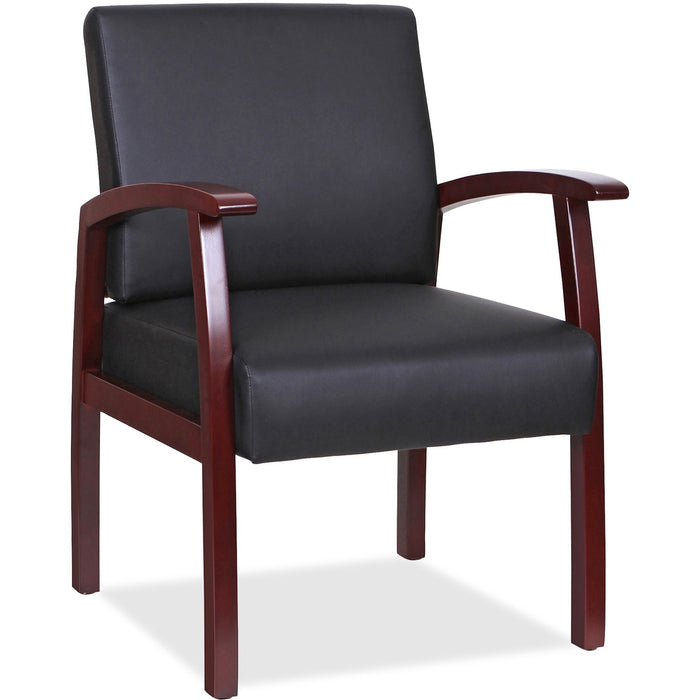 Lorell Black Leather/Wood Frame Guest Chair - LLR68556