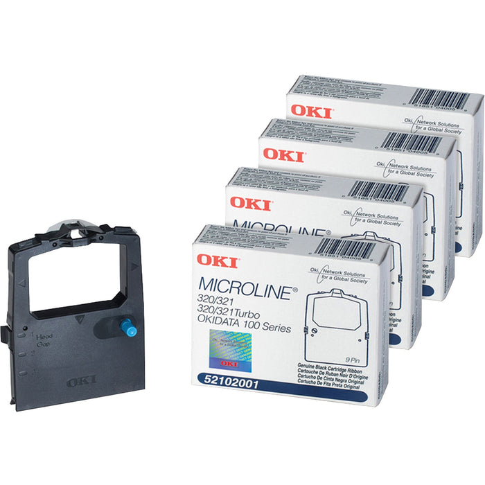 Oki Dot Matrix Ribbon Cartridge - Black - 4 / Bundle - OKI52102001BD