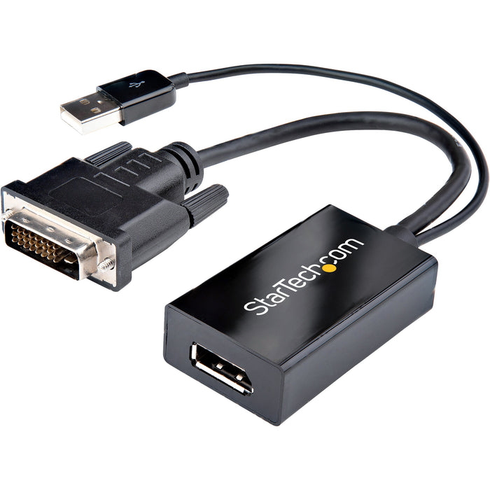 StarTech.com DVI to DisplayPort Adapter with USB Power - DVI-D to DP Video Adapter - DVI to DisplayPort Converter - 1920 x 1200 - STCDVI2DP2