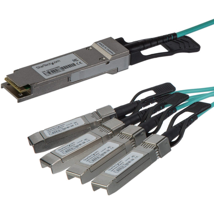 StarTech.com Cisco QSFP-4X10G-AOC10M Compatible QSFP+ Active Optical Breakout Cable - 15 m (49 ft) - 40 Gbps to 4 x 10Gbps - AOC Fiber Breakout Cable - STCQSFP4X10AO15