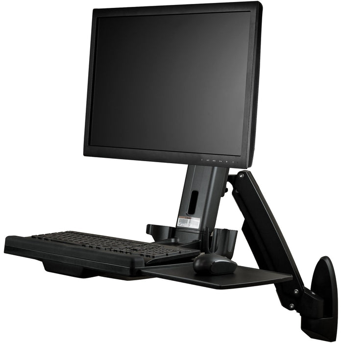 StarTech.com Wall Mount Workstation, Full Motion Standing Desk, Ergonomic Height Adjustable Monitor & Keyboard Tray Arm, For VESA Display - STCWALLSTS1