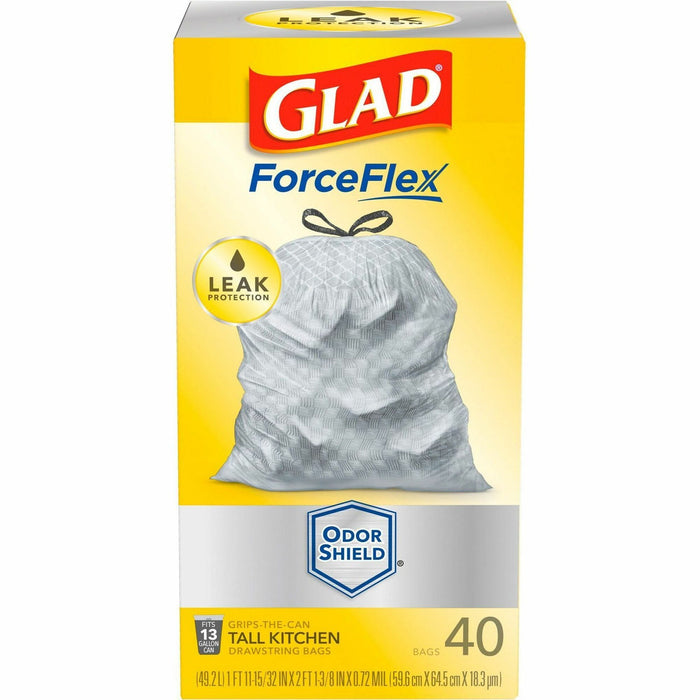 Glad ForceFlex Tall Kitchen Drawstring Trash Bags - OdorShield - CLO79008