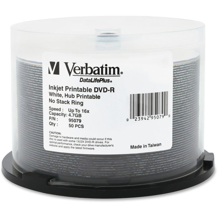 Verbatim DataLifePlus 95079 DVD Recordable Media - DVD-R - 16x - 4.70 GB - 50 Pack Spindle - VER95079