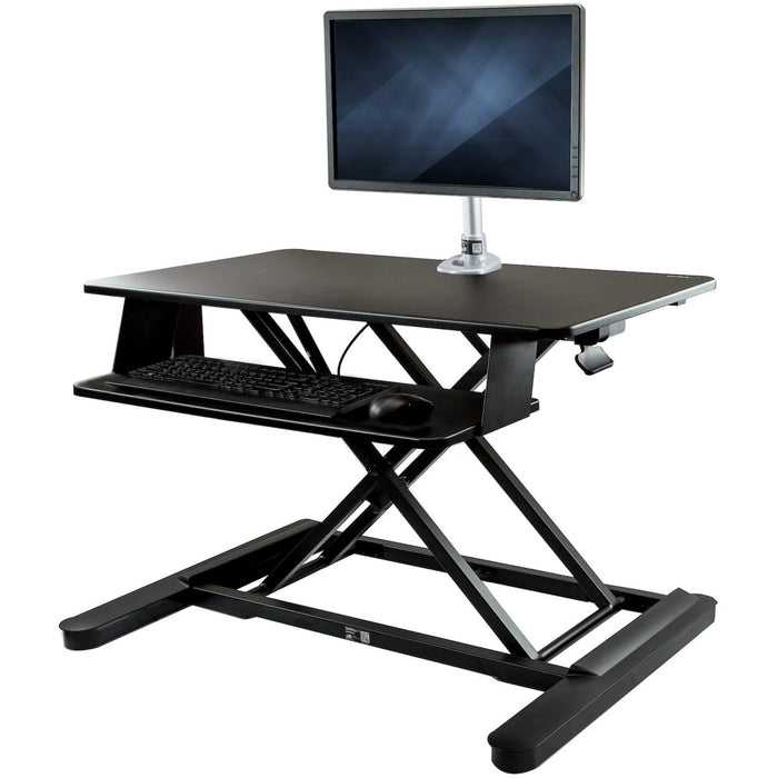 StarTech.com Sit-Stand Desk Converter with Monitor Arm - 35" Wide - Height Adjustable Standing Desk Solution - Arm for up to 30" Monitor - STCBNDSTSLGPVT